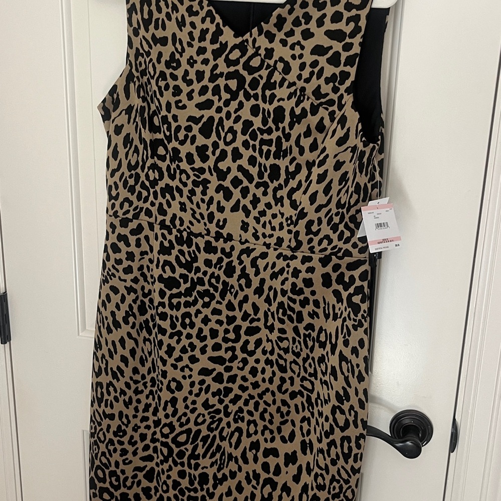Kasper Tan Sheath Dress V-Neck Sleeveless Cocktail